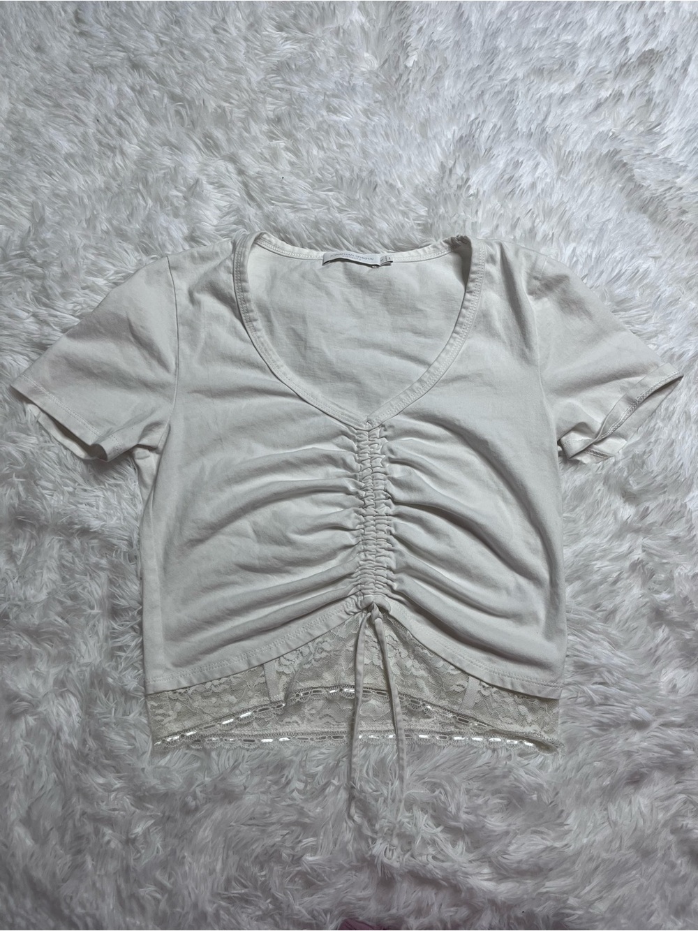 Jonathan Simkhai Ruched Lace-Hem Top
